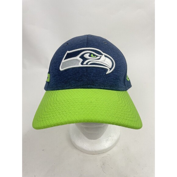 Seattle Seahawks New Era 39Thirty Flex Fitted Hat Cap M/L Dad Men NFL Green/Blue - Picture 2 of 7